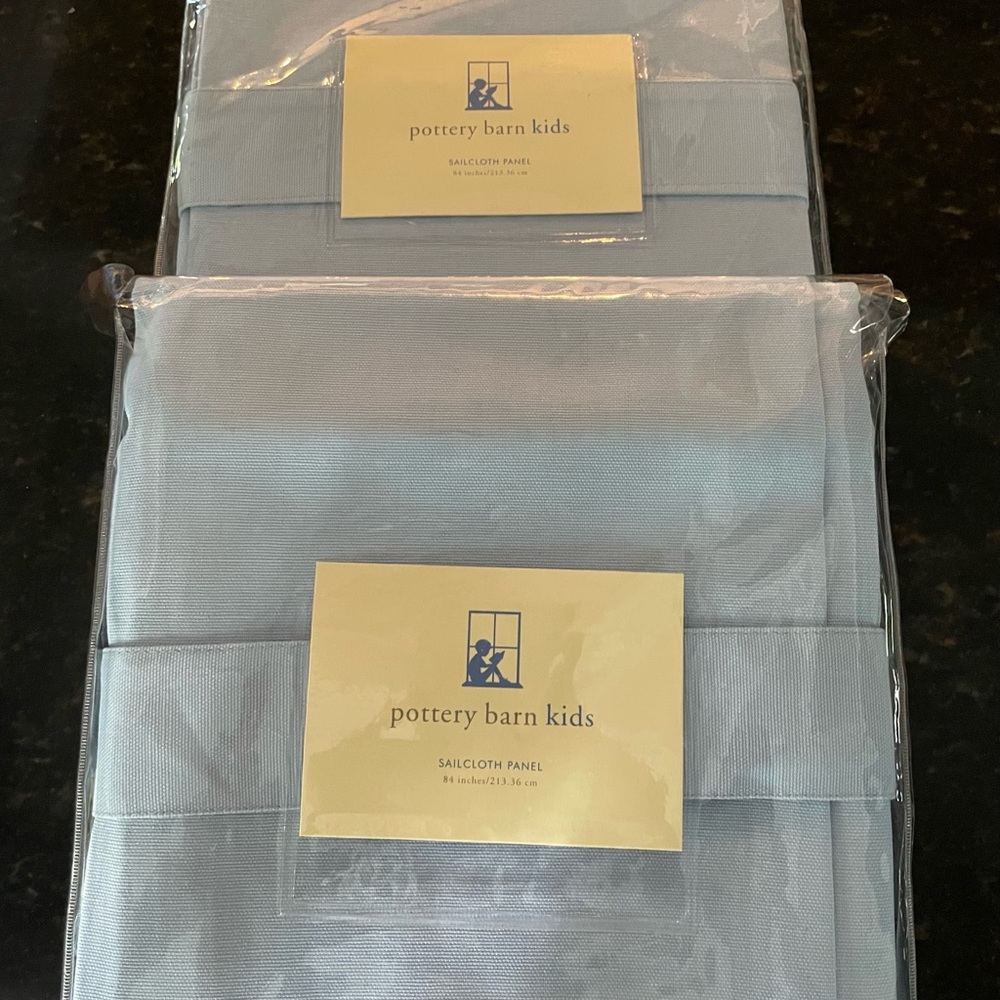 NEW Pair of Pottery Barn Kids Sailcloth Panel Pole Pocket Curtain. 44x84”.